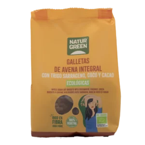 NaturGreen Galleta de Avena Integral con Trigo Sarraceno, Coco y Cacao Bio 140 g