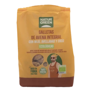 NaturGreen Galleta de Avena Integral con Mijo, Avellanas y Coco Bio 140 g