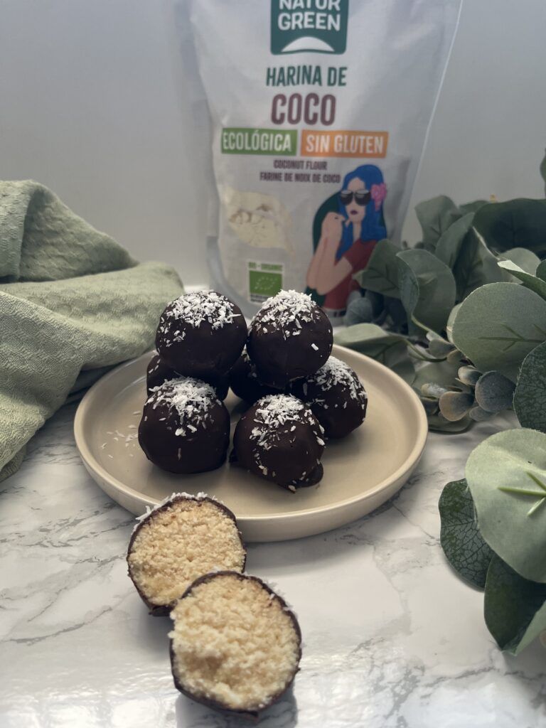 trufas de coco sin gluten y sin lactosa