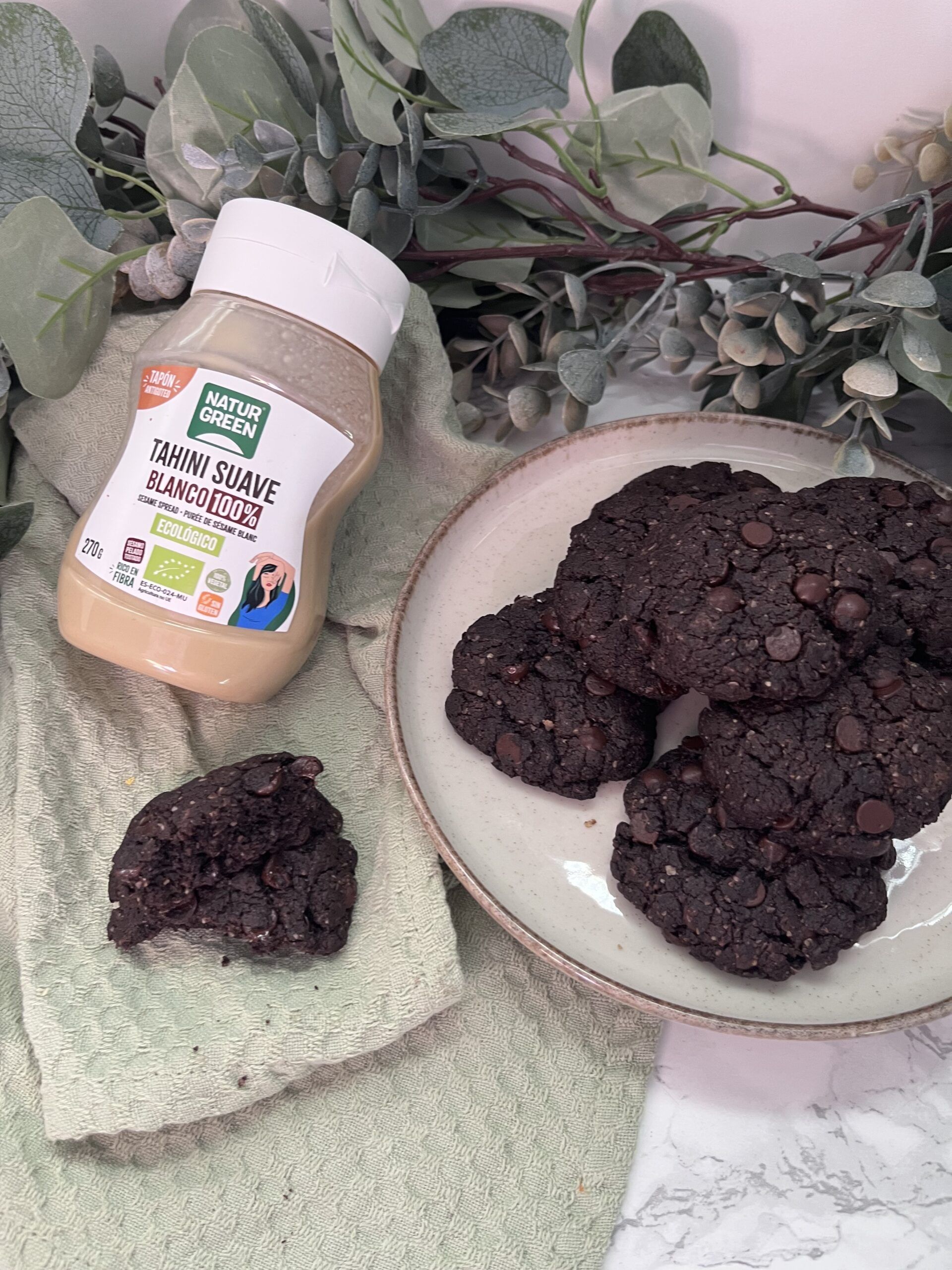 galletas de chocolate y tahini